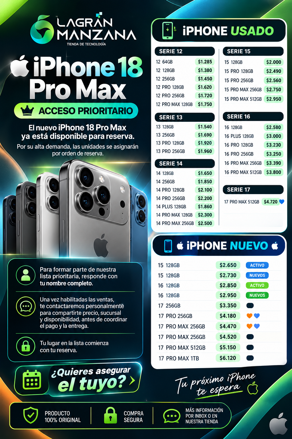 Promo listado iphone 18